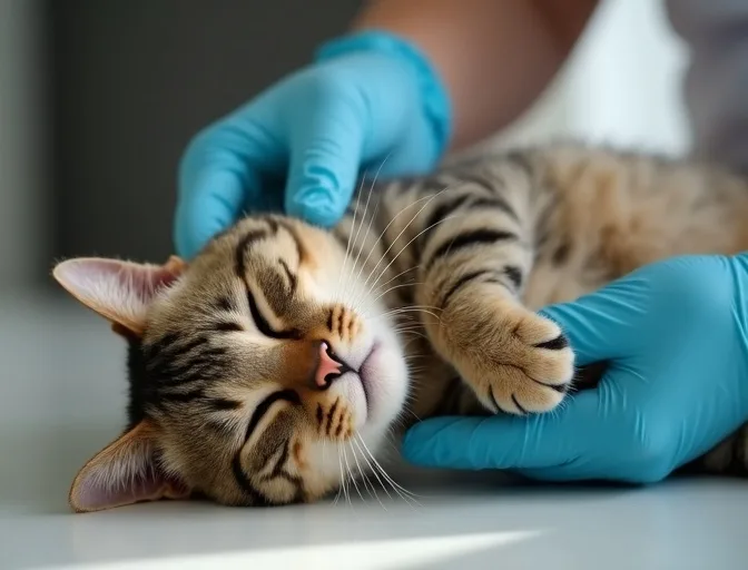 Specialist carefully handling a deceased cat with dignity in Coimadai